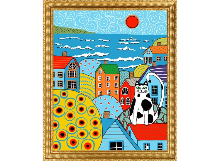 Картина по номерам «Кот и крыши» — картинка 2