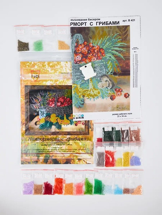 Набор вышивки бисером «Натюрморт с грибами» — картинка 2