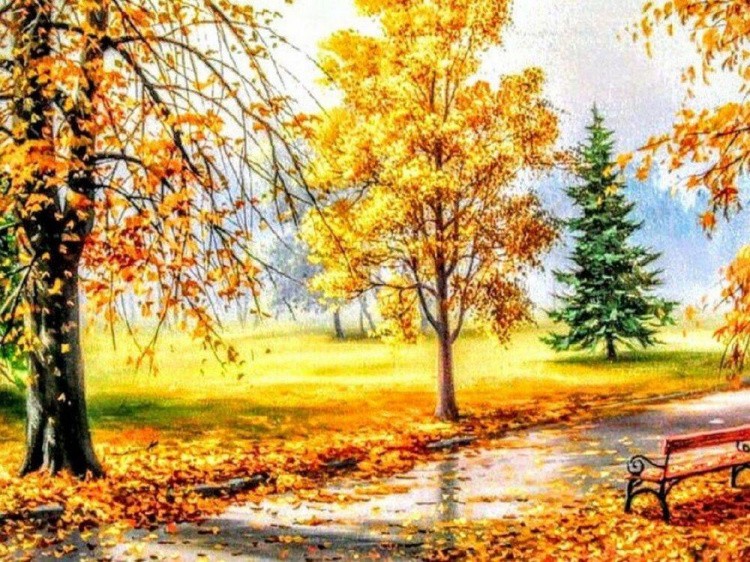 Алмазная вышивка «Золотая осень» — картинка 2