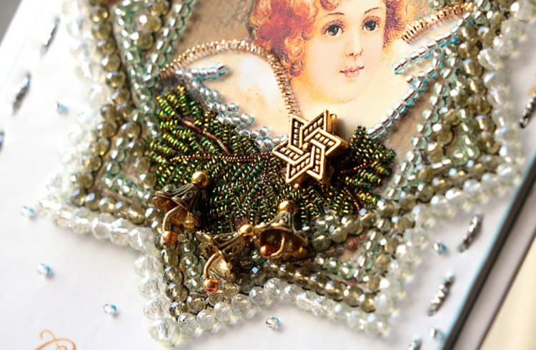 Набор для вышивания хрустальными бусинами открытка-конверт «Ангел-1» — картинка 2