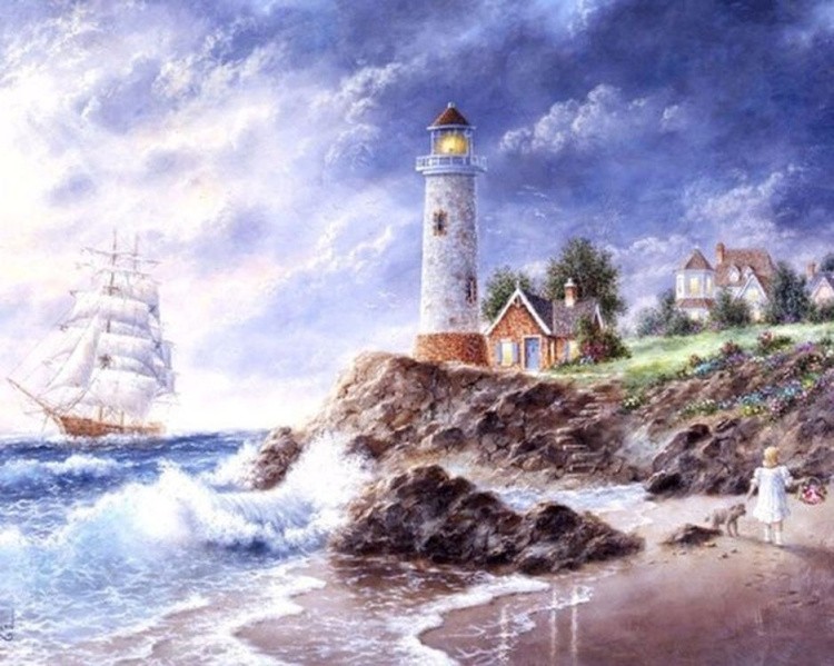 Картина по номерам «Белый маяк»