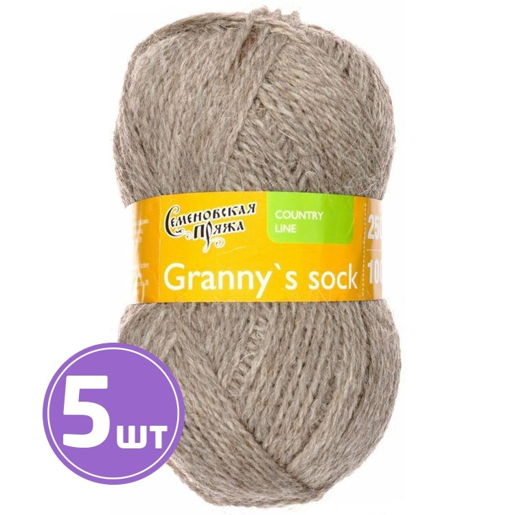 Пряжа Семеновская Granny`s sock W (105), натуральный темно-коричневый 5 шт. по 100 г