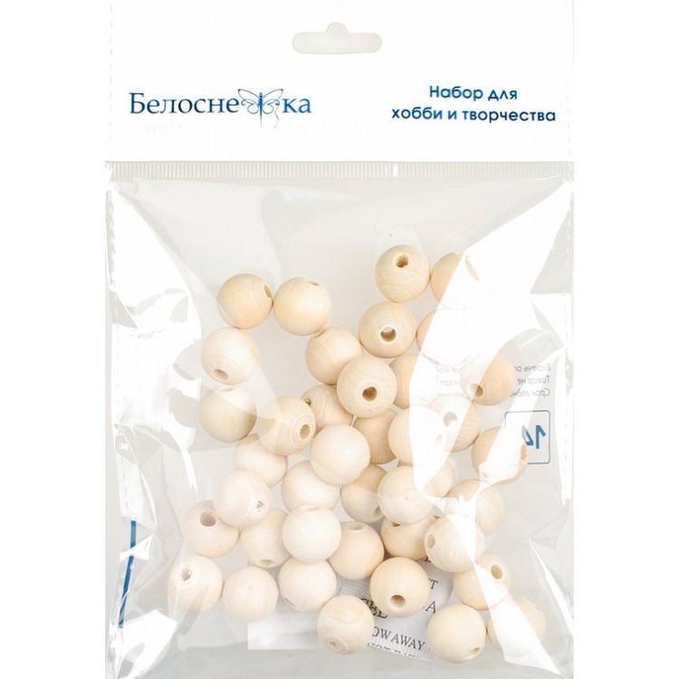 Бусины дерево, d 16 мм, 40 шт. — картинка 3