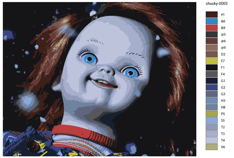 Картина по номерам «Страшная кукла Чаки 2» — картинка 2