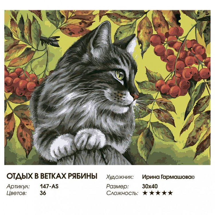 Картина по номерам «Отдых в ветках рябины» — картинка 2