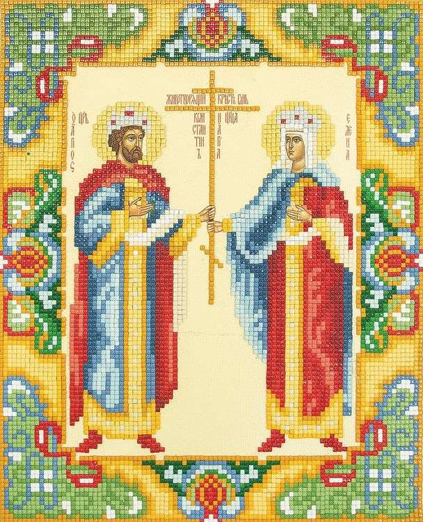 Алмазная вышивка «Икона Святых Равноапостольных царя Константина и царицы Елены»