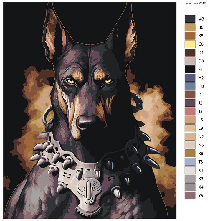 Картина по номерам «Грозная собака доберман с шипами» — картинка 2