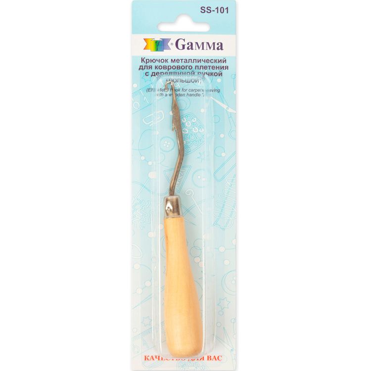 Крючок для коврового плетения Gamma с деревянной ручкой