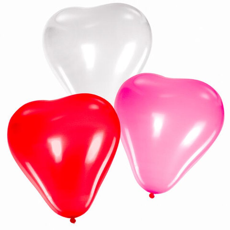 Шары воздушные в форме сердца, 10&quot; (25 см), комплект 50 шт., 3 цвета — картинка 3