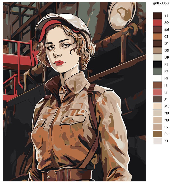 Картина по номерам «Портрет девушки на заводе 2» — картинка 2