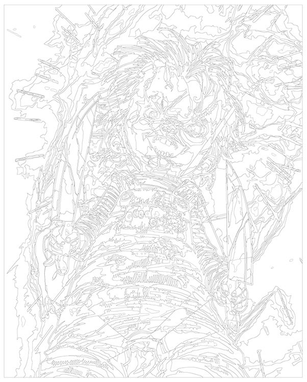 Картина по номерам «Страшная кукла Чаки с ножами арт» — картинка 3