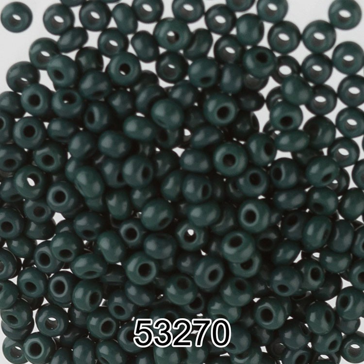 Бисер Чехия круглый 5 10/0, 2,3 мм, 500 г, цвет: 53270 темно-зеленый