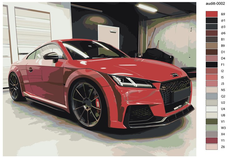 Картина по номерам «Спортивная машина Ауди ТТ в гараже 40x50» — картинка 2