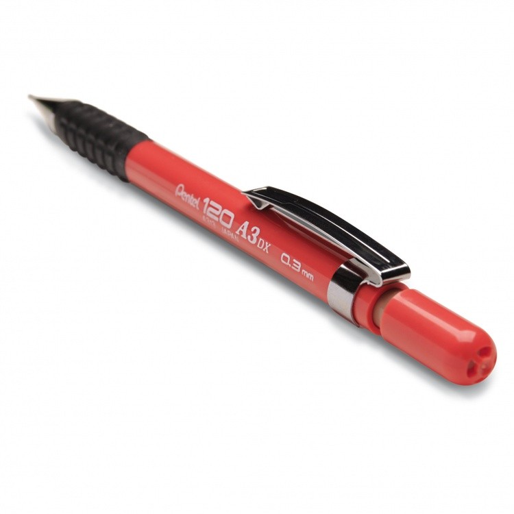 Карандаш автоматический Pentel120 A3 0.3 мм красный корпус — картинка 3
