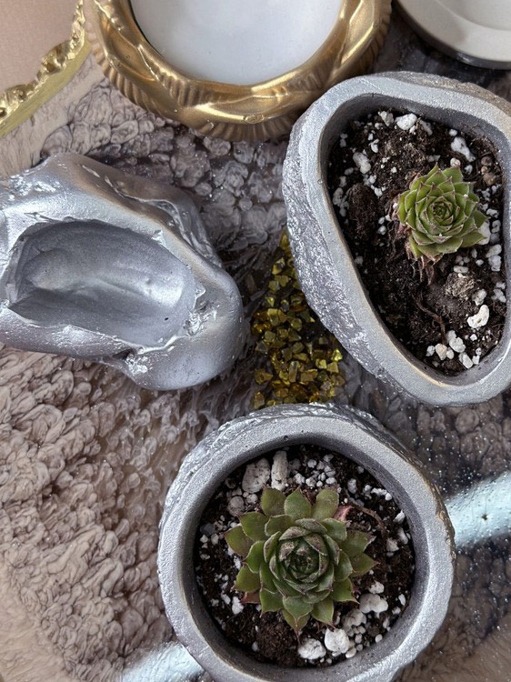 Силиконовый молд - Кашпо под камень №2, d8,5 см, 1 шт. — картинка 7