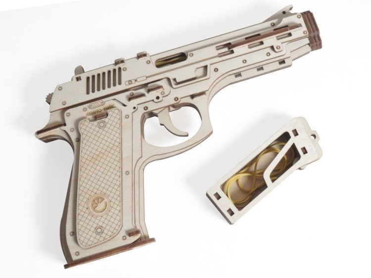 Конструктор из дерева «Пистолет-резинкострел с мишенями», Lemmo — картинка 3