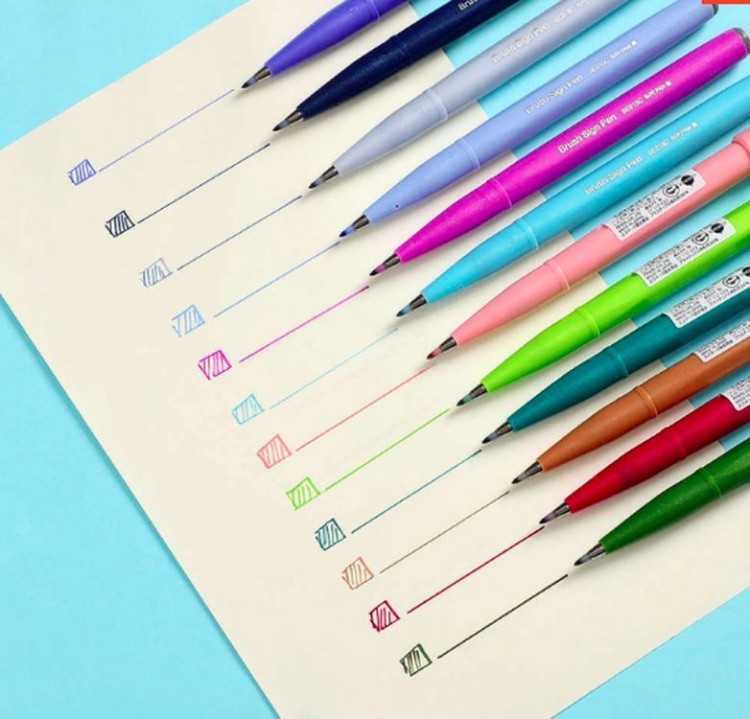 Фломастер-кисть Brush Sign Pen, 2 мм, цвет: зеленый, Pentel — картинка 5