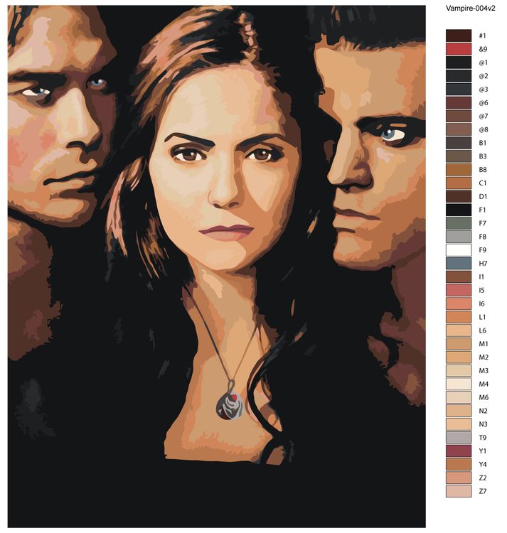 Картина по номерам «Дневники вампира: Деймон, Елена и Стефан 4» — картинка 2