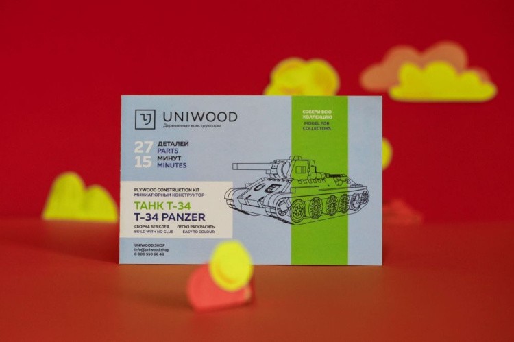 Конструктор из дерева «Танк Т-34», UNIWOOD — картинка 5