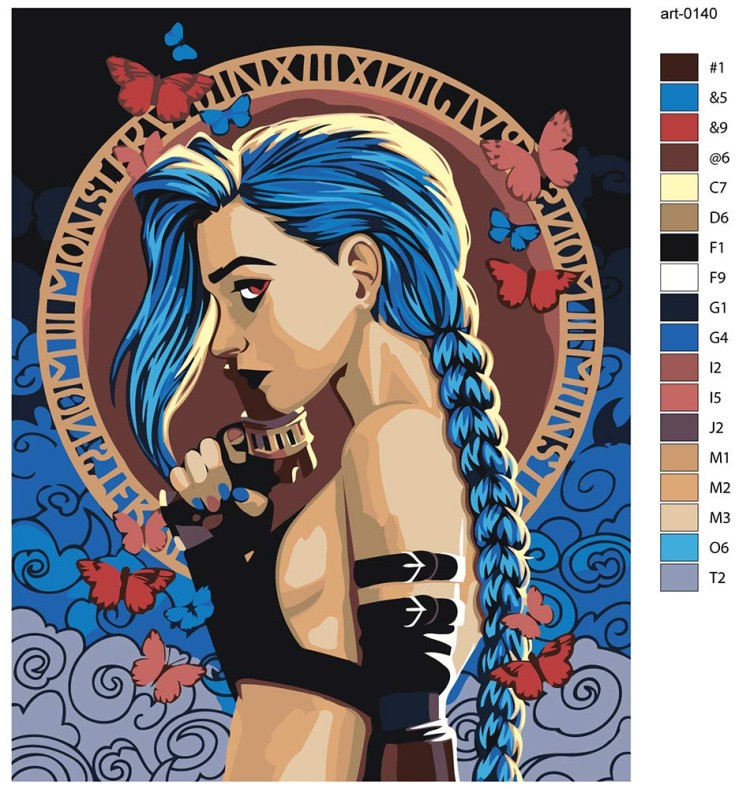 Картина по номерам «Аркейн Лига Легенд лол: Джинкс, бабочки» — картинка 2