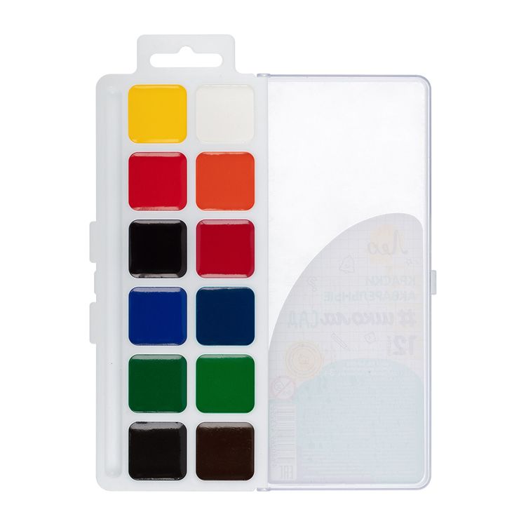 Краска акварель Лео 12 цветов «ШколаСад Учись» без кисти   — картинка 2