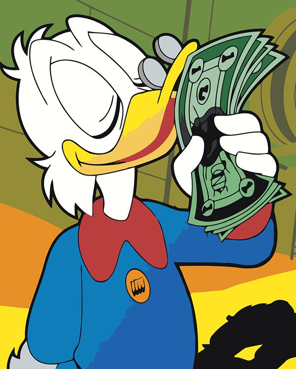Картина по номерам «Скрудж МакДак с долларами 3»
