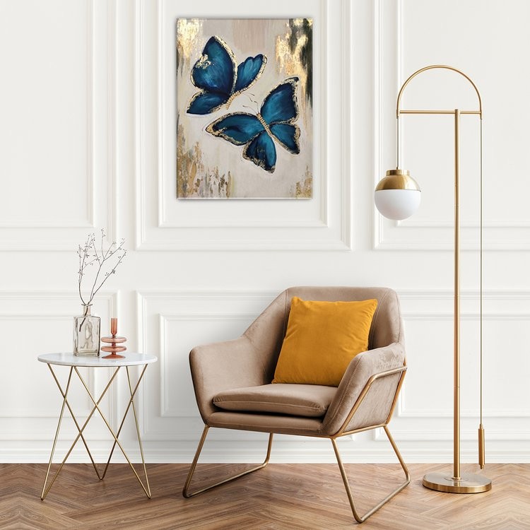 Картина по номерам с поталью «Голубые цветы» — картинка 7