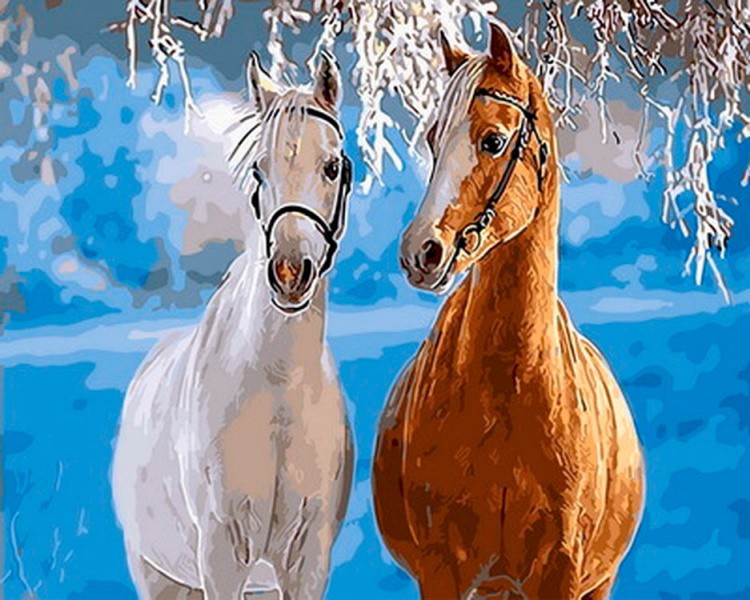 Картина по номерам «Парочка лошадей»