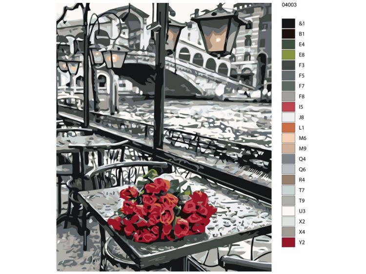 Картина по номерам «Розы на столике у кафе» — картинка 2