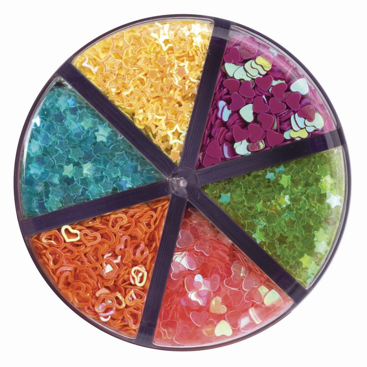 Блестки фигурные, неон, диспенсер с дозатором, 6 цветов по 9 г, Остров Сокровищ — картинка 2