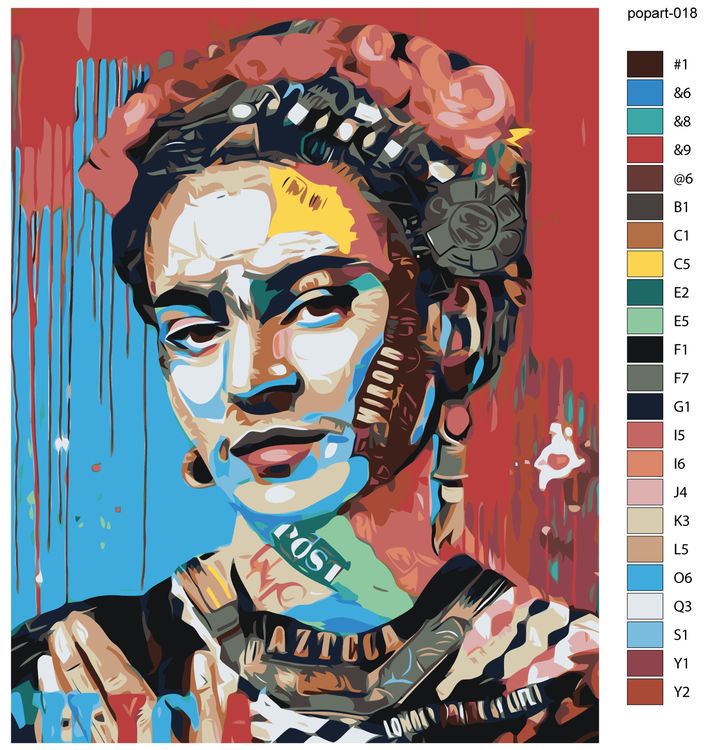 Картина по номерам «Pop Art Поп-арт: Фрида Кало 2» — картинка 3