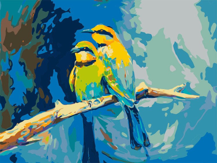 Картина по номерам «Птички на ветке»