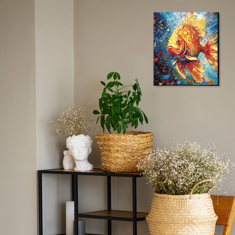 Картина по номерам с поталью «Золотая рыбка» — картинка 4