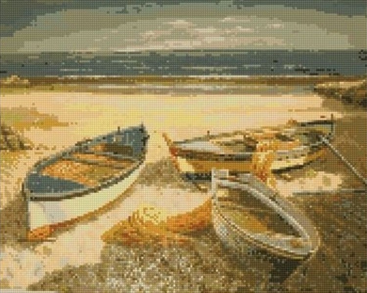 Алмазная вышивка «Лодки на берегу»
