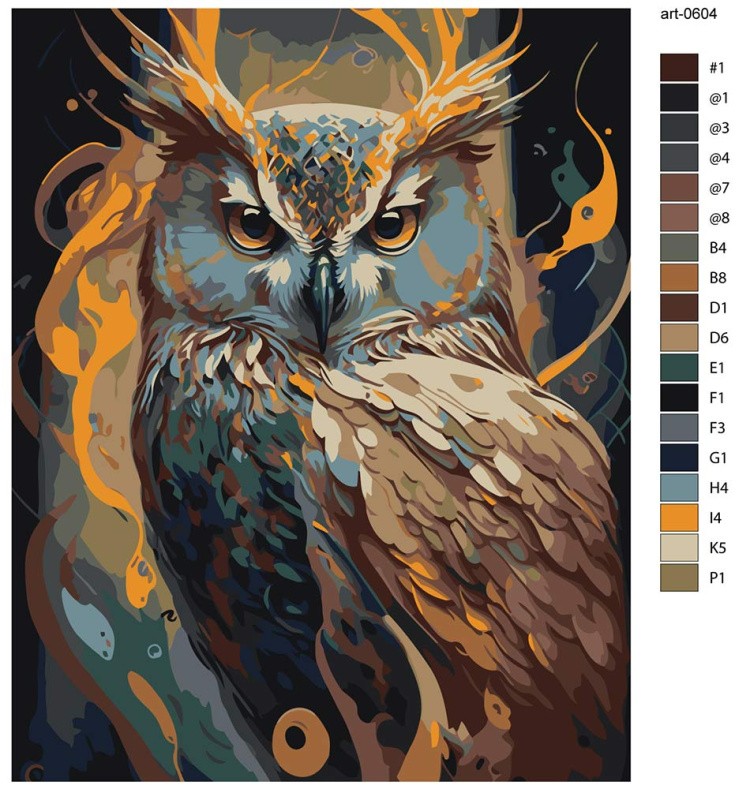 Картина по номерам «Животные: мудрая птица сова, фэнтези арт» — картинка 2