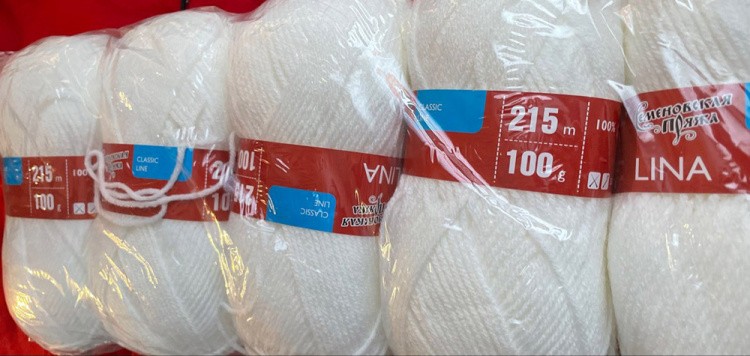 Пряжа Семеновская Lina (179), белый, 5 шт. по 100 г — картинка 2