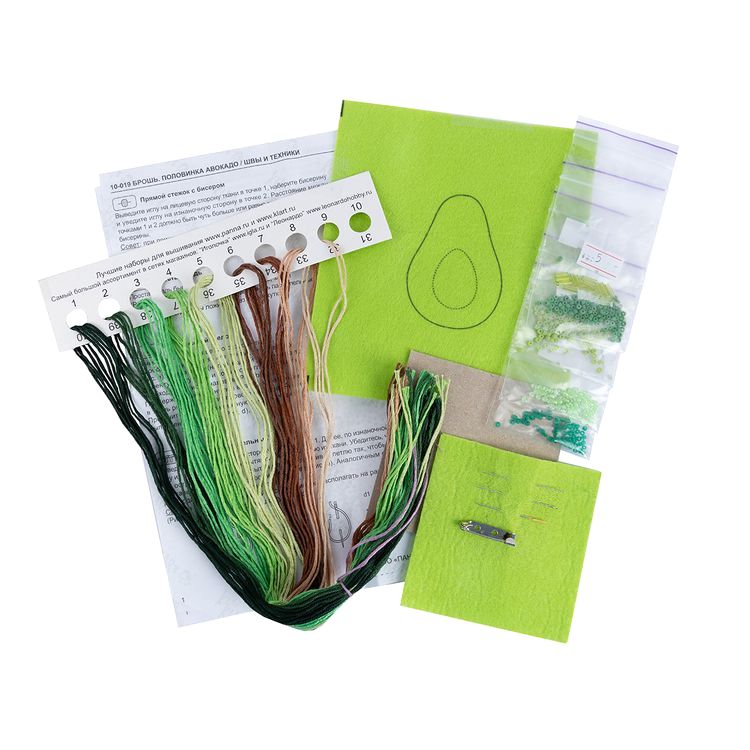 Набор для вышивания «Брошь. Половинка авокадо» — картинка 3