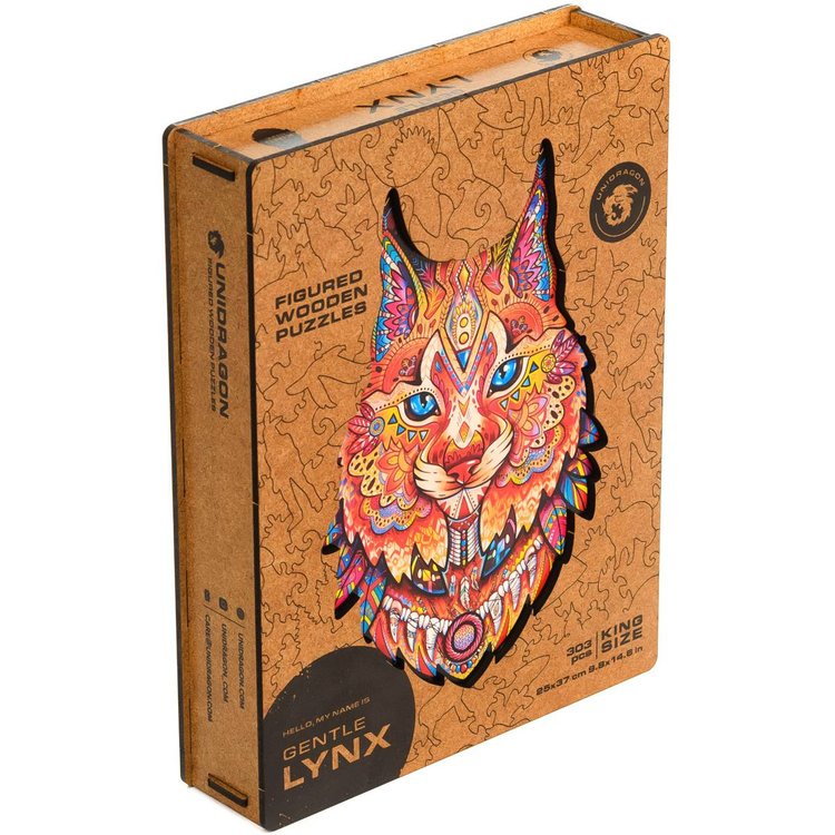 Деревянный пазл Unidragon «Нежная рысь», размер M (А4) — картинка 11