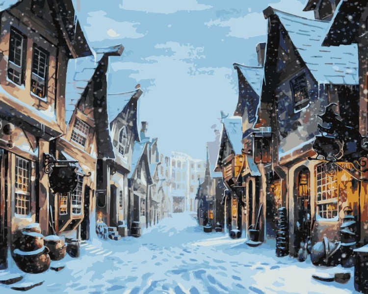 Картина по номерам «Гарри Поттер: Хогсмид зимой»