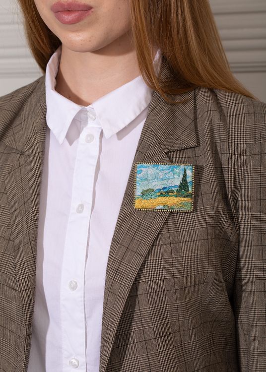 Набор для вышивания «Брошь. Пшеничное поле с кипарисами» — картинка 6