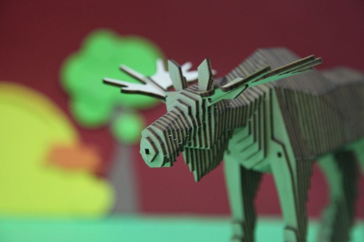 Деревянный конструктор «Лось», с набором карандашей, UNIWOOD — картинка 3