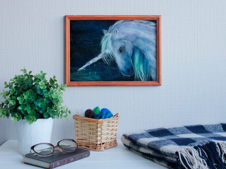 Картина шерстью «Единорог» — картинка 4