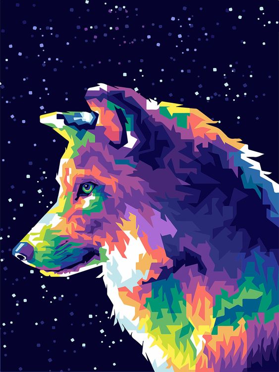 Картина по номерам «Космический волк»