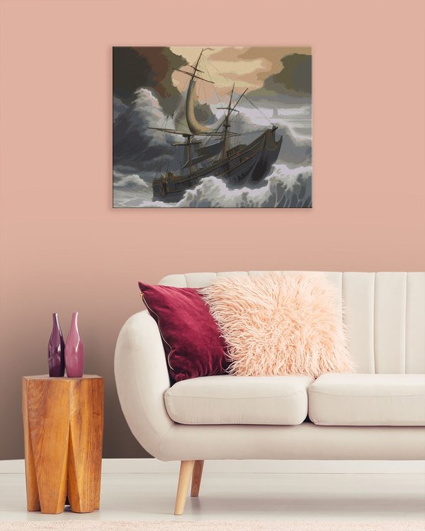 Картина по номерам «Корабль плывет через штормовое море» — картинка 3