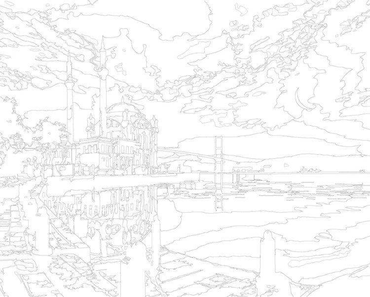 Картина по номерам «Стамбул, Турция: мечеть Ортакёй, море» — картинка 3