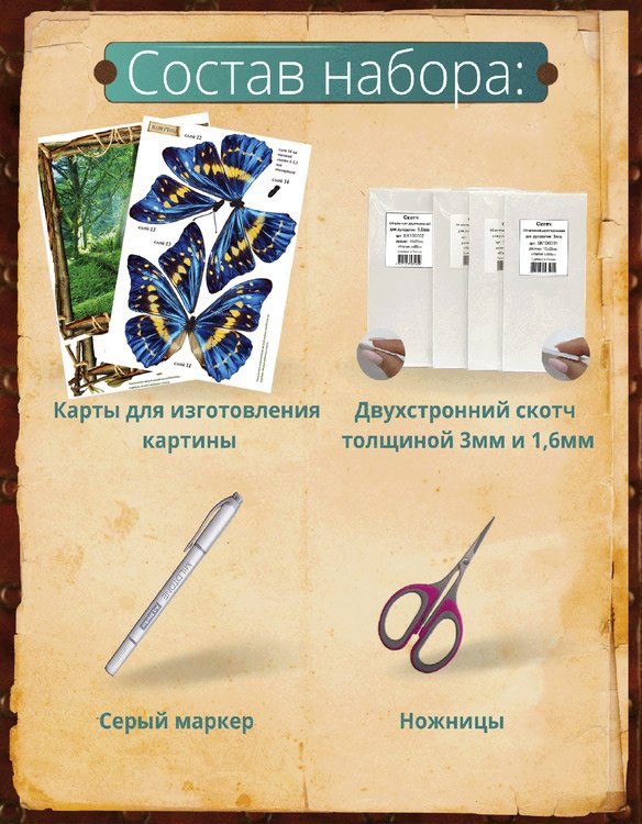 Набор папертоль «Бабочка голубая» 24x24 см — картинка 3