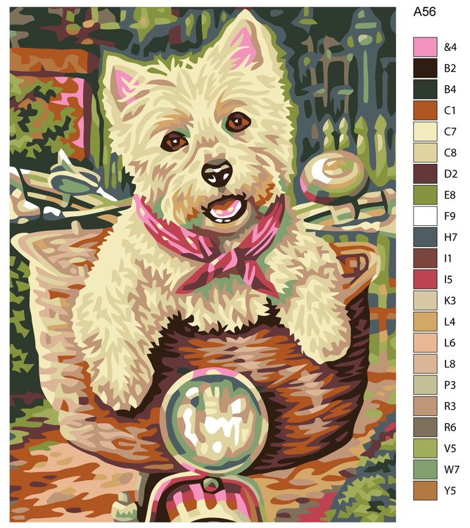 Картина по номерам «Щенок в корзине» — картинка 2