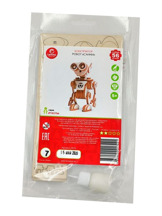 Конструктор из дерева «Робот Санни», Lemmo — картинка 5