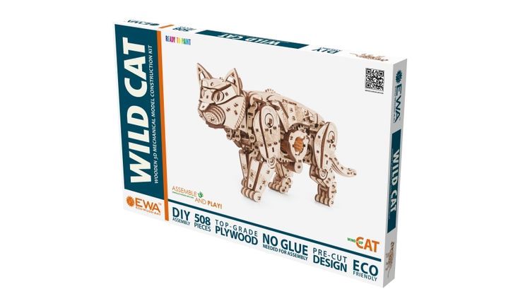 Сборная модель деревянная, конструктор 3D EWA «Механический Кот (Кошка)» — картинка 10