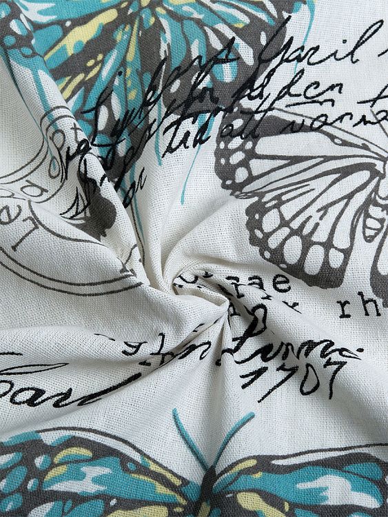 Ткань лен Бабочки, 140 г/м², 30% лен, 70% хлопок, 3 м, ширина 150 см, TBY — картинка 3